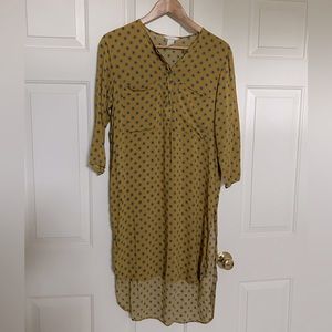 H&M Mustard Yellow and Blue print soft comfy dress in size 8
